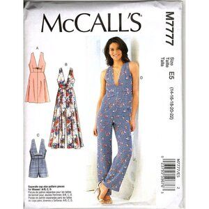 McCall's M7777 Misses 14 to 22 Jumpsuit, Romper and Dress Uncut Sewing Pattern